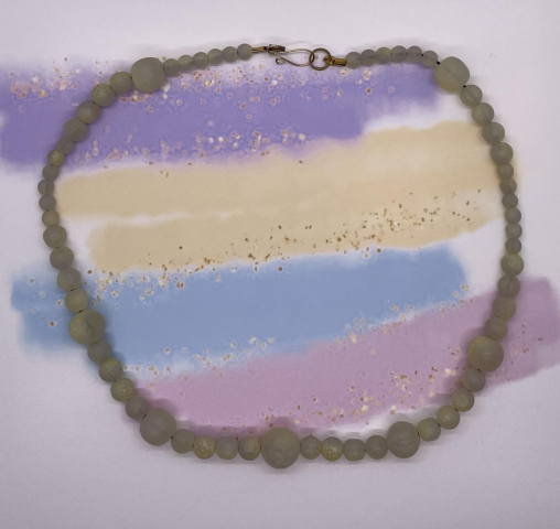 Unisex Choker- Large Textured and Frosted Green Acrylic Beads. Small and Medium Textured and Frosted Green Acrylic Beads. Approx. length: 20 1/14 inches. Pronounced: RUE-ko Origin: Shona Meaning: River of Life