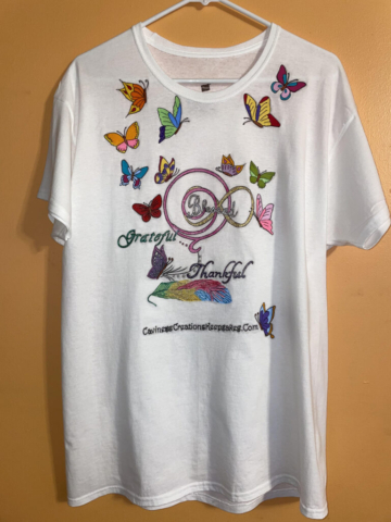 A custom-designed T-shirt that is unique and one-of-a-kind.